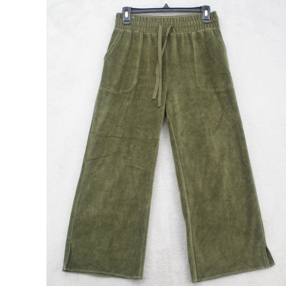 JoyLab Olive Green Velour Wide Leg Pants Women's Small Y2K Lounge